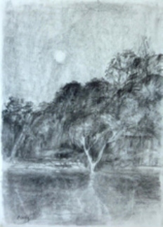 drawing moon over hawkesbury river