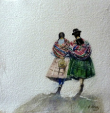 Peruvian women, watercolour on handmade french paper by Barbara Gray