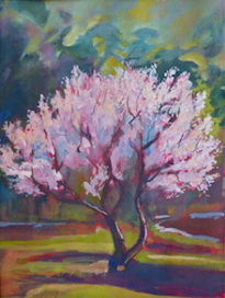 Cherry Blossom tree, mixed media by Barbara Gray