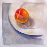 Still life, apricot, mixed media by Barbara Gray