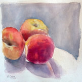Still life, peaches, mixed media by Barbara gray